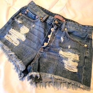 Button Fly Jean Shorts